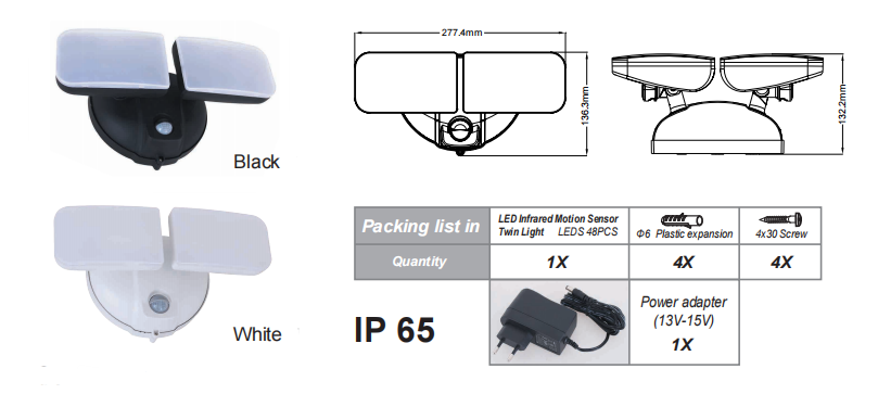 PD-2P-A แหล่งกำเนิดแสง LED คู่: ผู้พิทักษ์ยามค่ำคืนที่ชาญฉลาดของคุณ